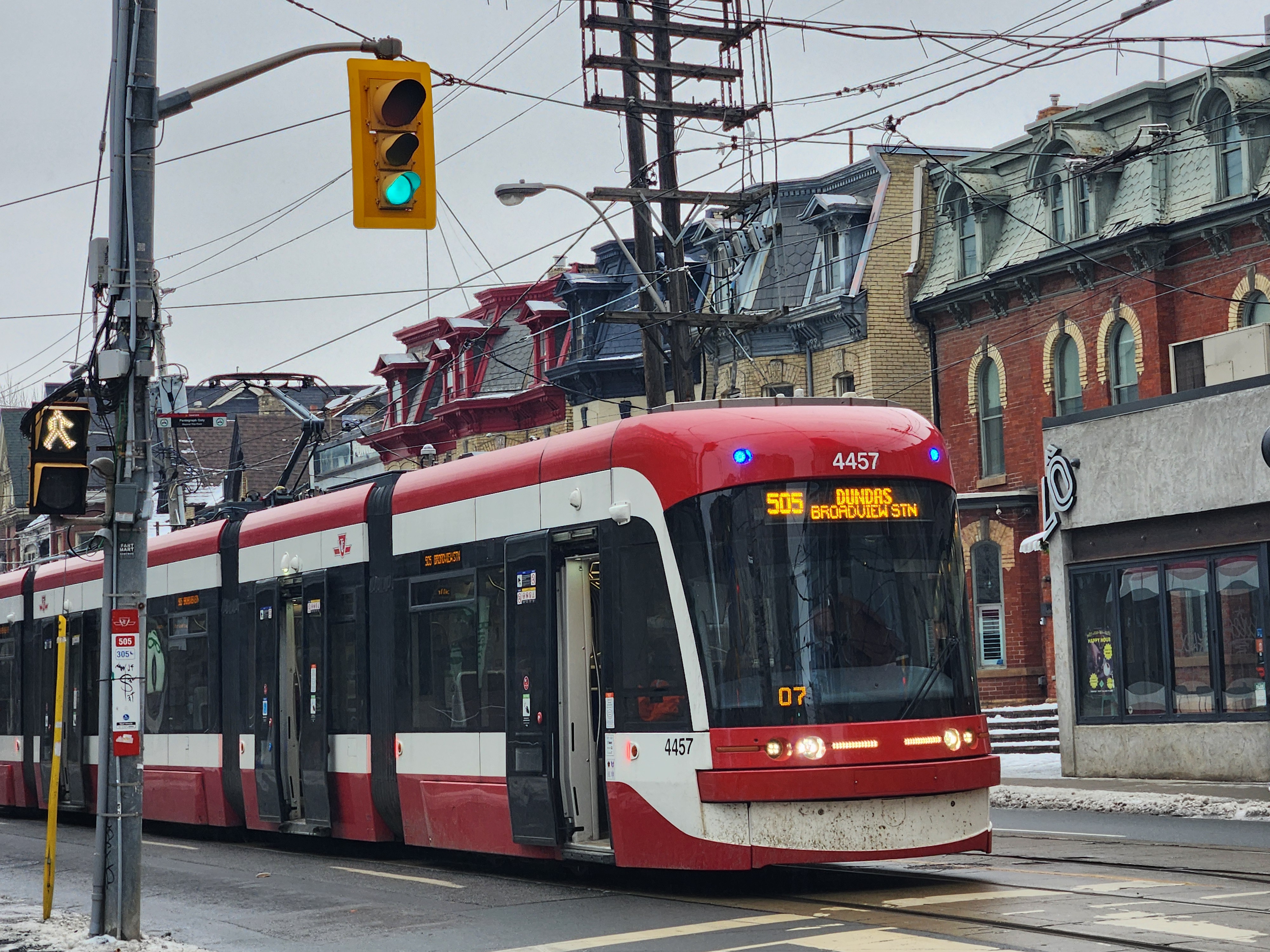 Toronto streetcar in winter